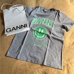 GANNI smiley grey tee Sz XXS great condition